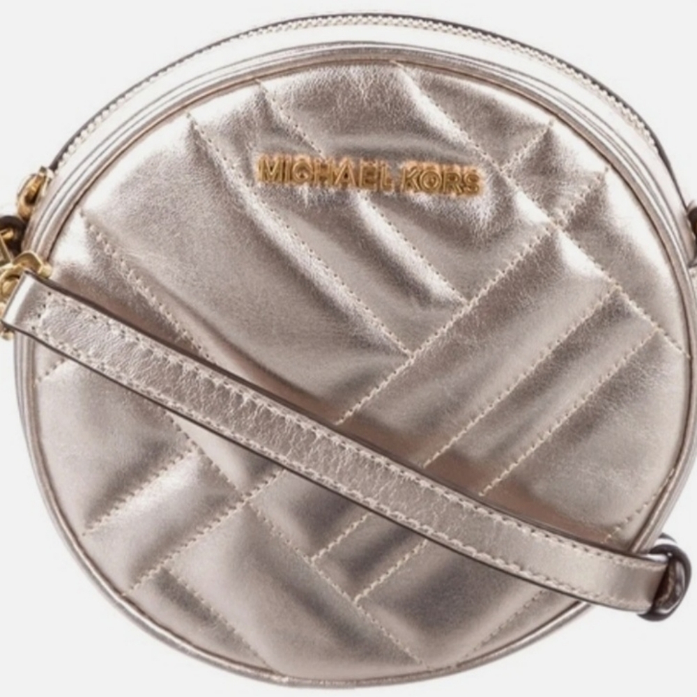 MICHAEL KORS VIVIANNE METALLIC CANTEEN CROSSBODY HANDBAG